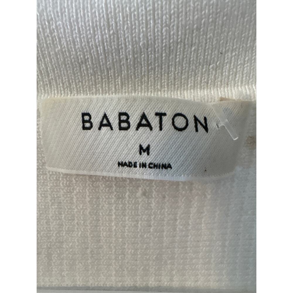 Babaton White Ribbed Collared Top Sz Medium NWOT - Picture 5 of 5
